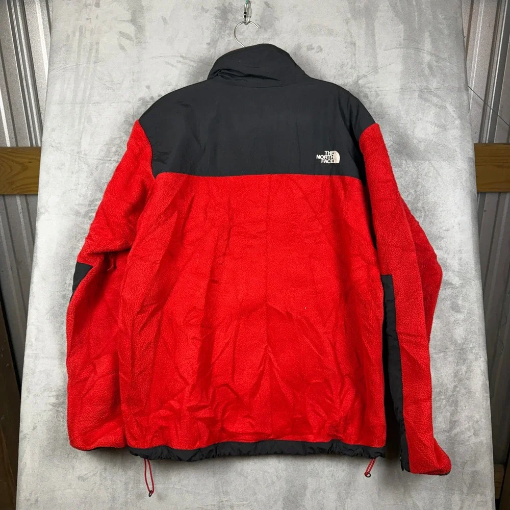 The North Face Mens Denali Fleece Jacket Red Black Colorblock Full Zip Large